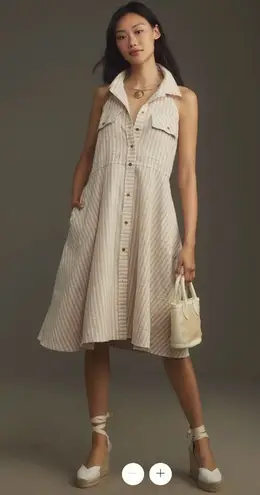 Pilcro Anthropologie Sleeveless Halter Swing Midi Dress