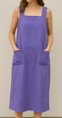 John Paul Richard Uniform Linen Blend Purple Sleeveless Midi Dress Sz L Pinafore Size L