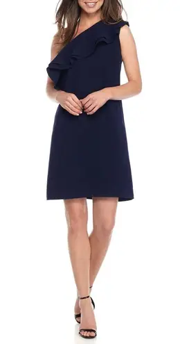 Shoshanna New! Women's Ruffled One-Shoulder Bond Dress Navy Blue Size 12