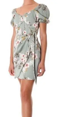 If By Sea Puff Sleeve Mint Floral Side Tie Dress size Small