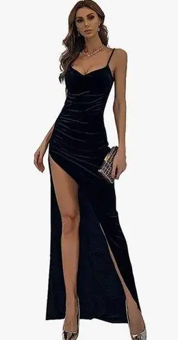 Miss ord Sexy Formal Velvet High Split Ruched Long Bodycon maxi dress size XL