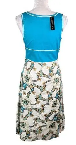 Chaudry Dress Medium Lightweight Summer Midi Sleeveless Dress Teal Floral New