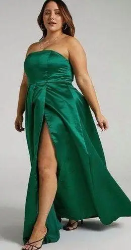 Showpo Emerald Green Strapless Tie Back Maxi Dress