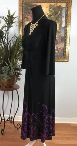 Boho Gothic Black Midi Dress Size M Empire Waist Witchy Romantic Cottagecore