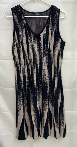 Nic+Zoe NWOT women’s black nude tan knit thick fit and flare sleeveless dress L