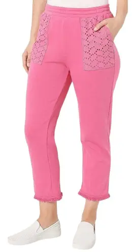 SUSAN GRAVER WEEKEND NWOT Washed French Terry Crop Pants Pink Size 2X Petite