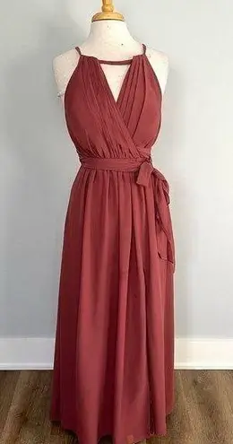 Revelry Eliza Chiffon Rosewood Pink Mauve Bridesmaids Prom Full Length Dress 2