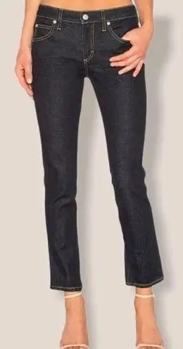 NEW Amo Womens Blue Mid Rise Bow Hem Straight Leg Ankle Jeans Size 27