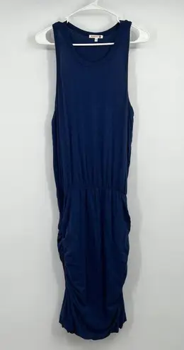 Sundry Womens XL Navy Blue Drop Waist Sleeveless Ruched Jade Dress Summer Casual