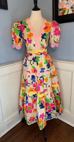 CeliaB Dixie Floral Midi Dress Sz L Pink Size L