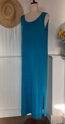 Karin Stevens Blue Rayon Sleeveless Midi Dress