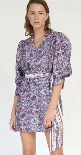 Chufy Ma Dress Mini Lin Floral Print Cotton Silk Embroidered Size XS