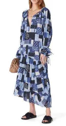 By Malene Birger Malene Birger Amily Printed Patchwork Blue Midi Dress