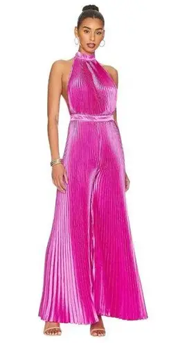 L'IDEE Low Back Cinema Jumpsuit in Flamingo Medium New Womens Satin Dressy Pink