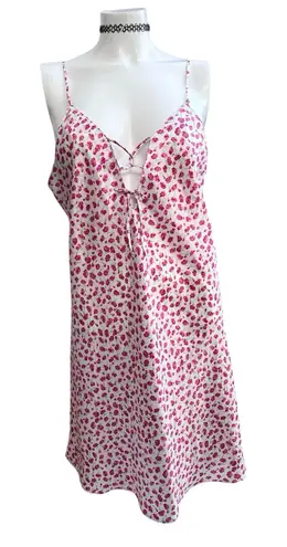 Morgan Taylor Intimates Satin Nightgown White And Pink Floral Size M SMALL TEAR