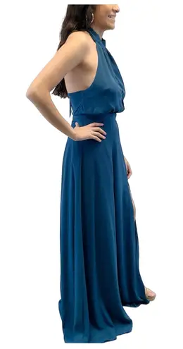 Yumi Kim NEW Yumi Kim Womens M High Demand Maxi Dress Ink Blue Halter Top Gown