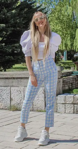 ZARA Gingham High Waist Pants