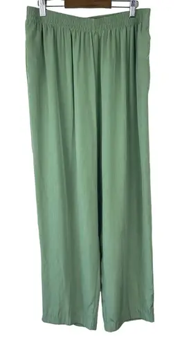 Vtg Roamans Wide Leg Pull On Pants Size 6 Womens Green Elastic Waist High Rise - Image 1