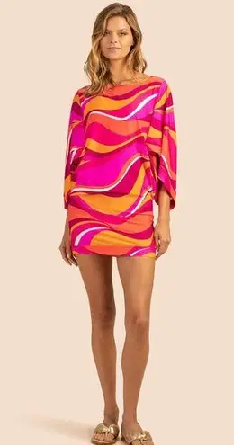 Trina Turk  Women’s Standard Vivid Vista Swim Tunic S Retro Groovy Summer Resort