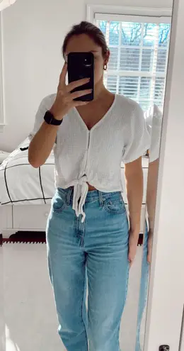 Bella Dahl White Waffle Button Shirt