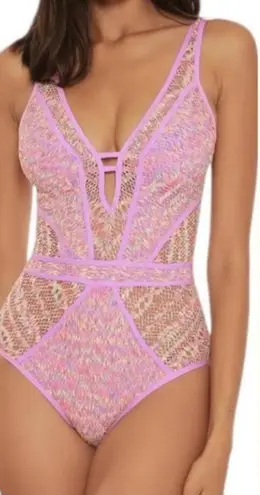 Becca by Rebecca Virtue Women's Multicolor Swimsuit One Piece Tie Back Medium