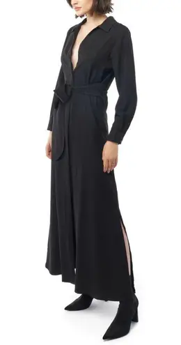 NWT LBLC The Label Amara Tie Front Collared Dress Black Size M