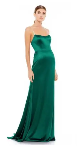 Mac Duggal 12428 Long Prom Beaded Straps Satin Gown Size 10