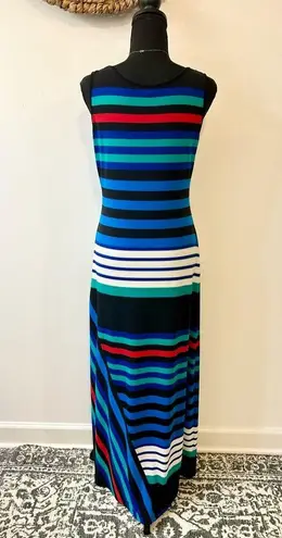 Ellen Tracy Multicolor Striped Maxi Dress Size 6