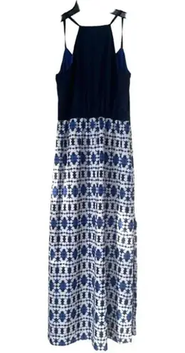 J.Crew Factory maxi halter/racerback dress side slit navy blue size 6 preloved White
