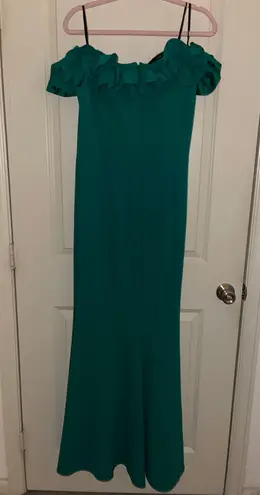 Macy's Macy’s Green Off The Shoulder Formal Dress