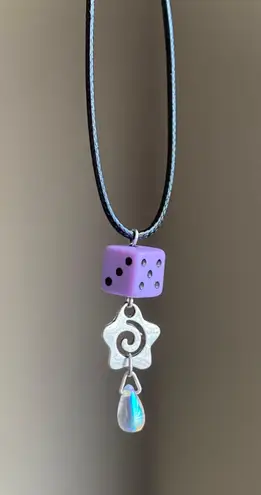 Handmade grunge y2k cyber cute star swirl & dice necklace💫🌀🎲