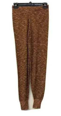 Abound  Womens Rust Stripe Marled Knit Joggers Banded Cuffs Pants