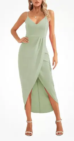 NWT CMZ 2005 Women’s V neck Spaghetti strap Midi Cocktail Dress 8/10 Mint Green