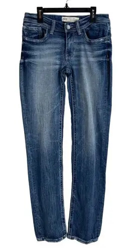 BKE Blue Cotton Whisker Slim Fit Low Rise Straight Leg Jeans Size 28x31 1/2