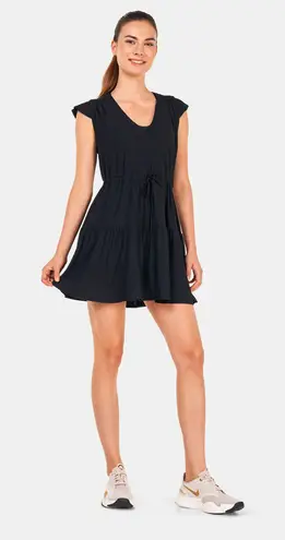 Beyond Yoga Featherweight Out & About Ruffle Tiered Mini Dress Black M