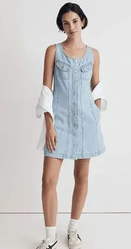 Madewell  Denim Sleeveless Seamed Mini Dress Palomilla Wash Size 00 NWT