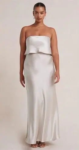 Bec & Bridge The Dreamer Champagne Sand Satin Strapless Maxi Formal Dress Size 2