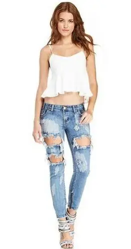 One Teaspoon  Trashed Freebirds in Cobain Skinny Jeans Distressed Size 25