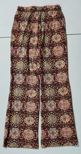 Cider Brown Boho Bohemian Paisley Flare Pants Bottoms Trousers Size S 🤎✨