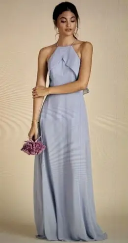Birdy Grey Jules Chiffon Maxi Formal Bridesmaid Prom Dress Dusty Blue Size L