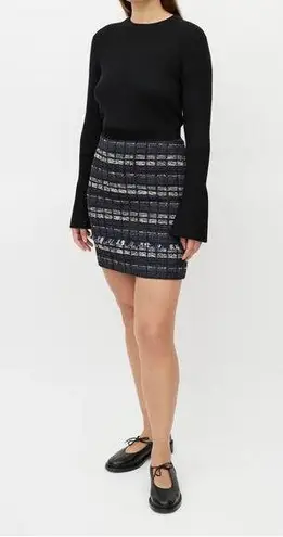 Proenza Schouler Black and Blue Plaid Tweed Skirt size 4