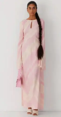 NWT The Wolf Gang Ames Keyhole Linen Blend Maxi Dress Blush Pink Size XS