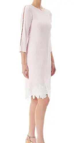 Ming Wang Dress Pink & White Lace Trim Open Sleeve Knit Dress Sz XL NWT *Flaw*