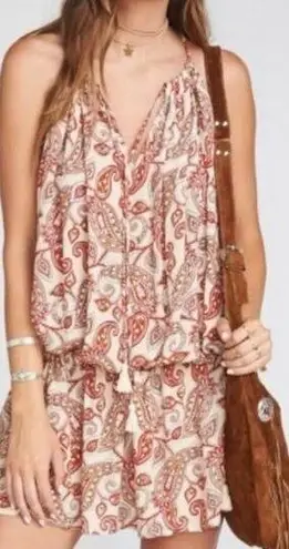 Show Me Your Mumu  Lasso Mini Dress Paisley Print Tassels Open Back Halter S