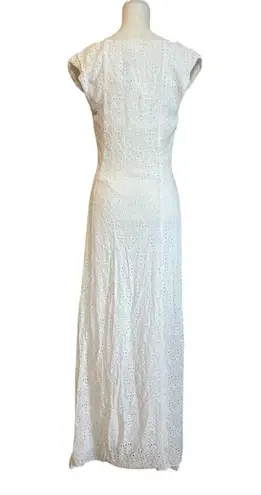 LPA Gabriella Eyelet Maxi Dress in Coconut Milk Small New Womens Cotton