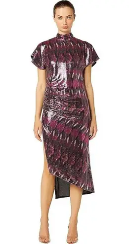 MISA Los Angeles Divia Sequin Party Asymmetric Mock Neck NWT Dress Large $465