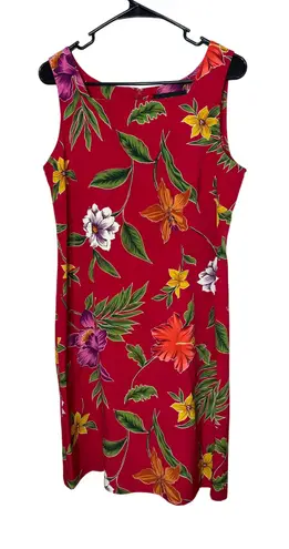 Sag Harbor Vintage Red Floral Sleeveless Knee Length Dress Size 10