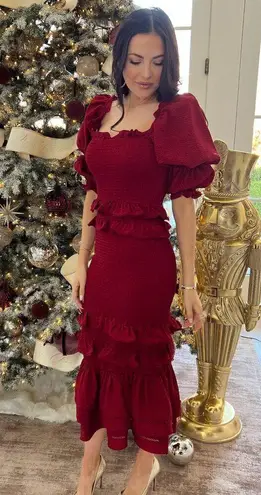 Rachel Parcell Jacquard Smocked Midi Dress