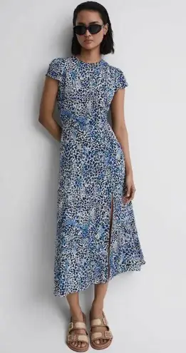 Reiss Livia Mosaic-print Cut-out Detail Woven Midi Dress Size 10