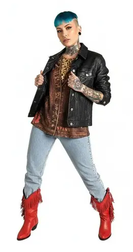 1980's Capezio size 7 Red leather fringe boots